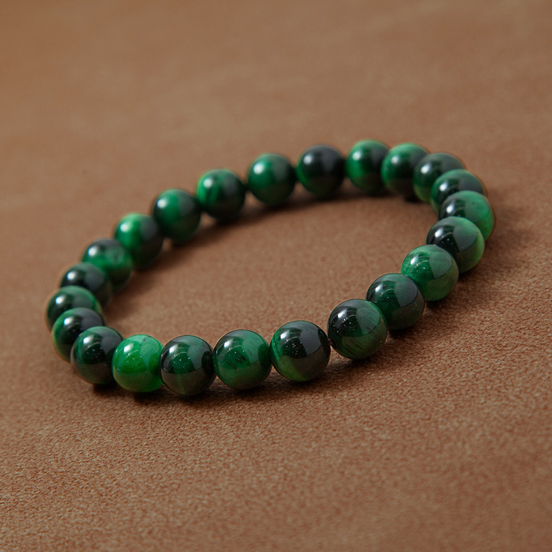Green tiger eye Bracelet for Women Natural Gemstone Round Stone Crystal Beads for Beaded Elastic Bracelet