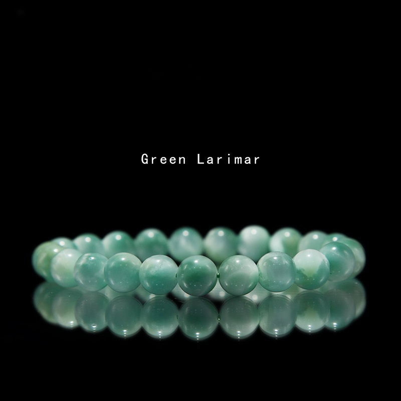 Green Larimar Bracelet for Women Natural Gemstone Round Stone Crystal Beads for Beaded Elastic Bracelet
