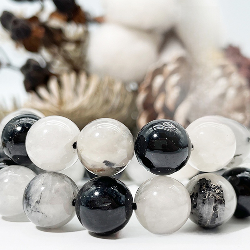 Natural Black Rutilated Quartz Round Loose Semi Gemstone Beads for Jewelry Making