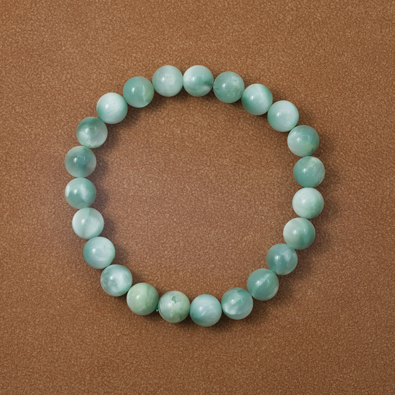 Green Larimar Bracelet for Women Natural Gemstone Round Stone Crystal Beads for Beaded Elastic Bracelet