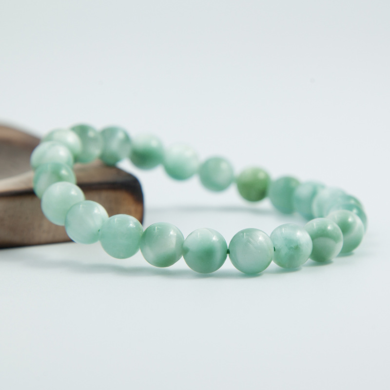 Green Larimar Bracelet for Women Natural Gemstone Round Stone Crystal Beads for Beaded Elastic Bracelet