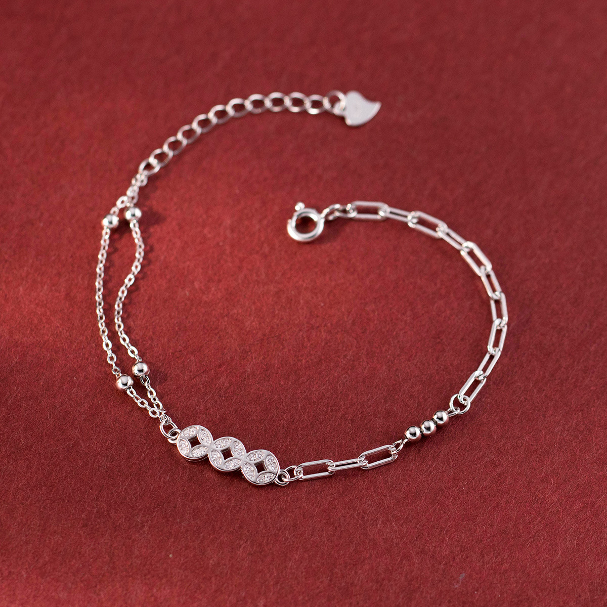 Fashion S925 Sterling Silver Bracelet with Cubic Zirconia Simple Style for Women