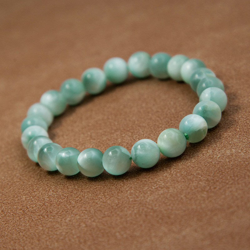 Green Larimar Bracelet for Women Natural Gemstone Round Stone Crystal Beads for Beaded Elastic Bracelet