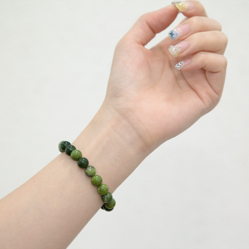 New canada jade Bracelet for Women Natural Gemstone Round Stone Crystal Beads for Beaded Elastic Bracelet