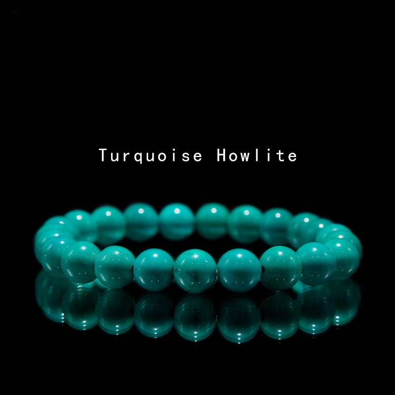 Turquoise howlite Bracelet for Women Natural Gemstone Round Stone Crystal Beads for Beaded Elastic Bracelet
