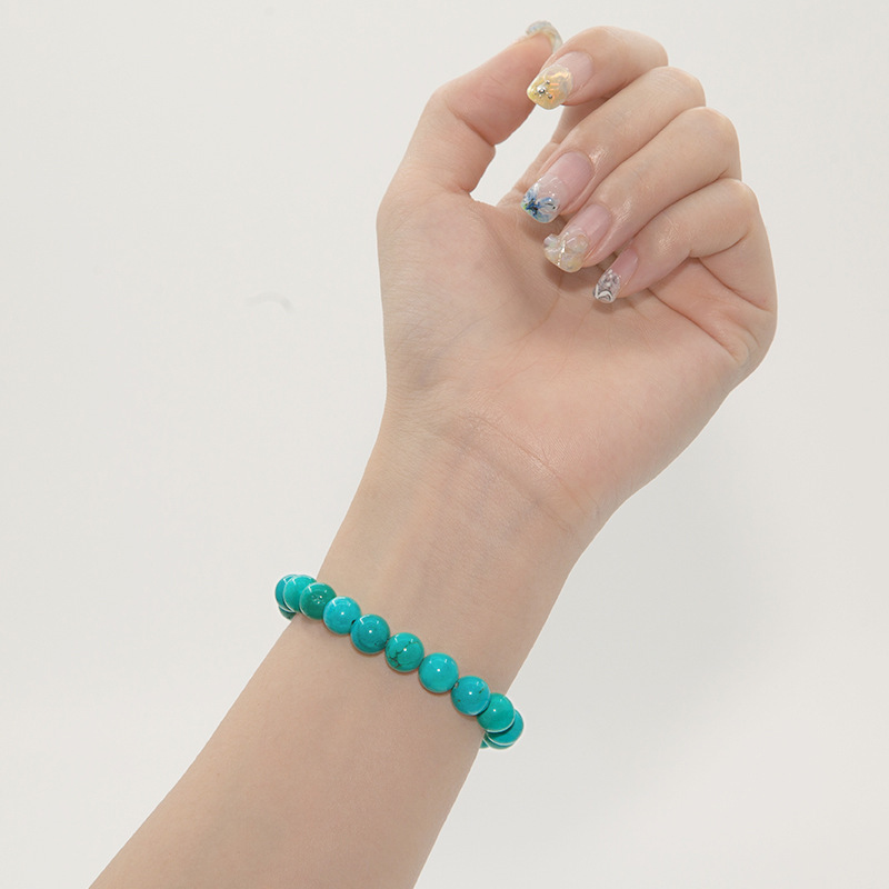 Turquoise howlite Bracelet for Women Natural Gemstone Round Stone Crystal Beads for Beaded Elastic Bracelet