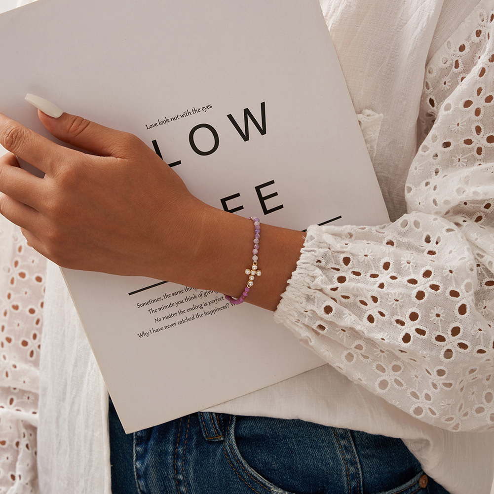 S925 Sterling Silver Bracelet with Freshwater Pearl Bohemian Style for Woment