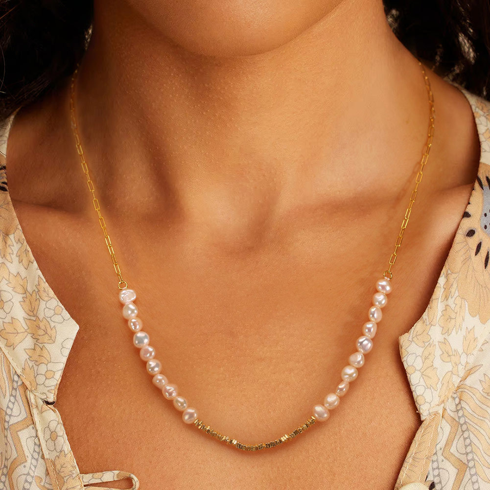 925 Sterling Silver Necklace with Freshwater Pearl for Woment Casual Style