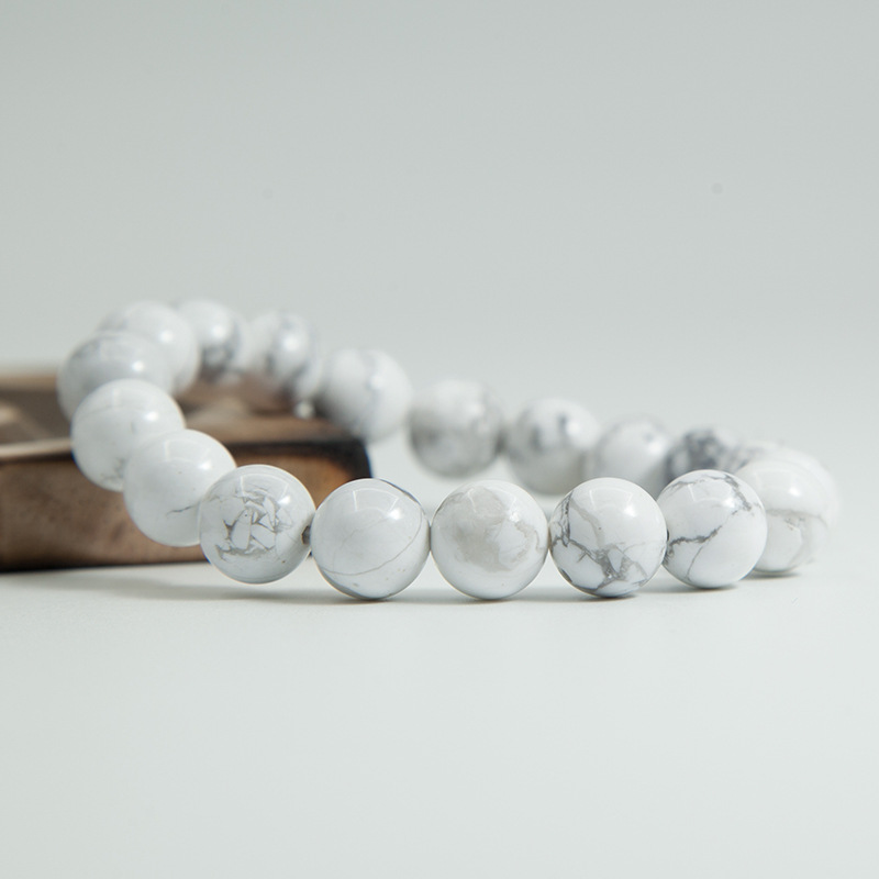 Howlite Bracelet for Women Natural Gemstone Round Stone Crystal Beads for Beaded Elastic Bracelet