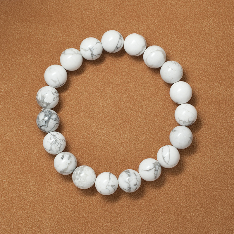 Howlite Bracelet for Women Natural Gemstone Round Stone Crystal Beads for Beaded Elastic Bracelet