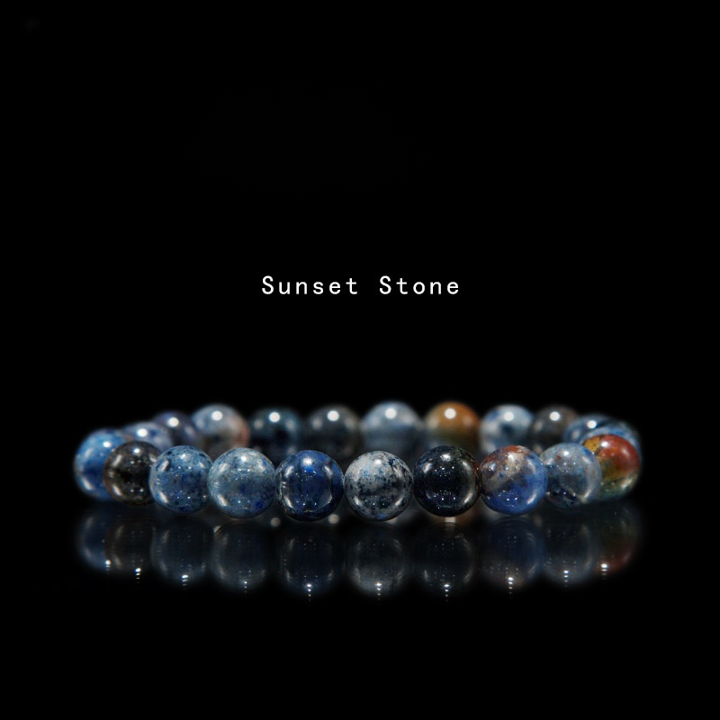 Sunset stone Bracelet for Women Natural Gemstone Round Stone Crystal Beads for Beaded Elastic Bracelet