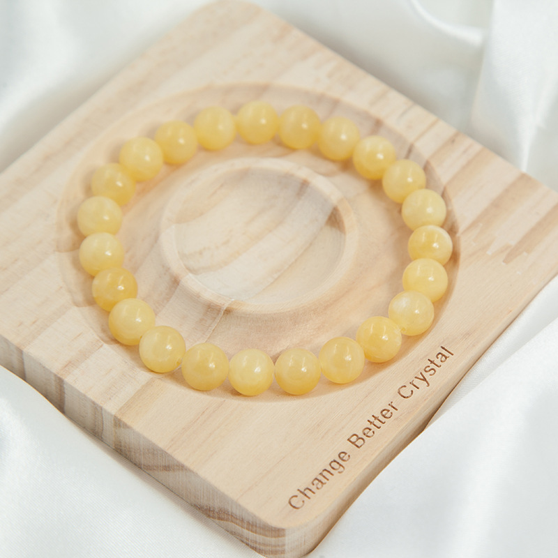 Honey Jade Bracelet for Women Natural Gemstone Round Stone Crystal Beads for Beaded Elastic Bracelet