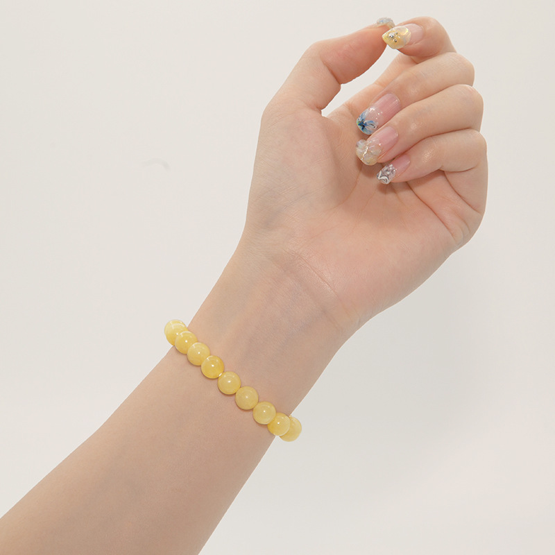 Honey Jade Bracelet for Women Natural Gemstone Round Stone Crystal Beads for Beaded Elastic Bracelet