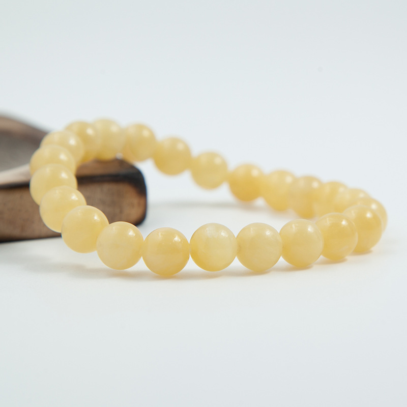Honey Jade Bracelet for Women Natural Gemstone Round Stone Crystal Beads for Beaded Elastic Bracelet