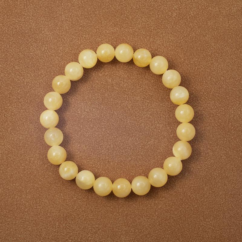 Honey Jade Bracelet for Women Natural Gemstone Round Stone Crystal Beads for Beaded Elastic Bracelet