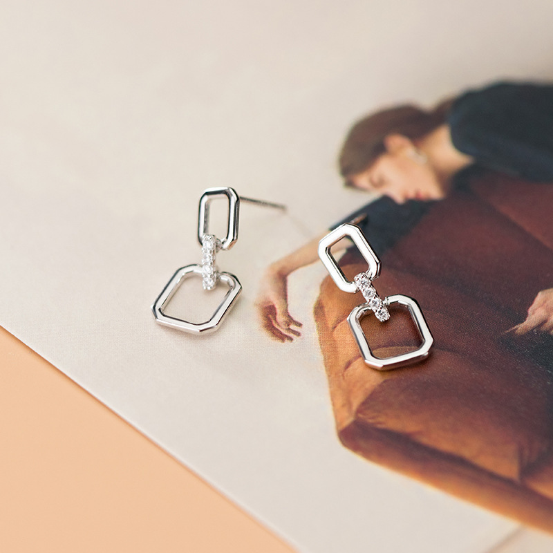 S925 Sterling Silver Stud Earrings with Cubic Zircon Elegant Design for Women