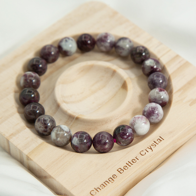 Plum Blossom Tourmaline Bracelet for Women Natural Gemstone Round Stone Crystal Beads for Beaded Elastic Bracelet
