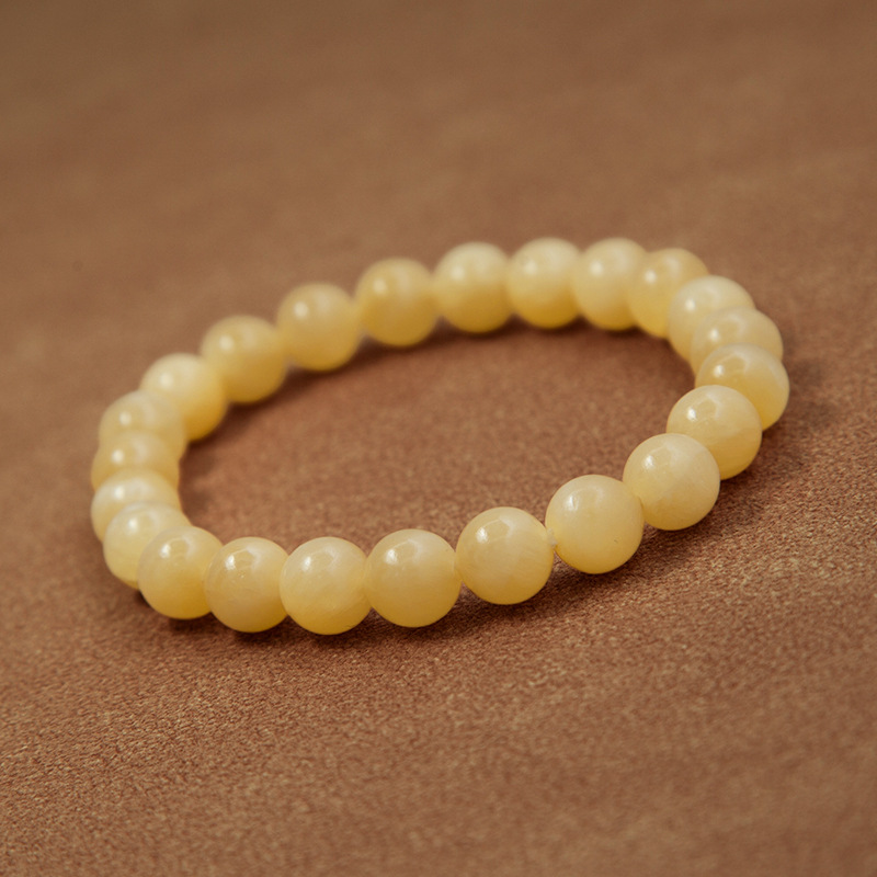 Honey Jade Bracelet for Women Natural Gemstone Round Stone Crystal Beads for Beaded Elastic Bracelet