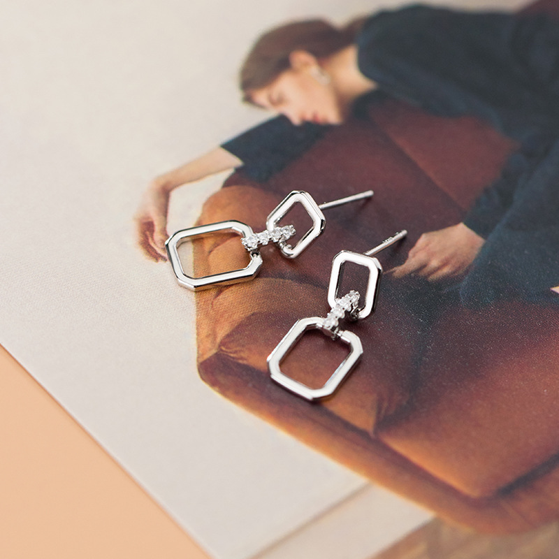 S925 Sterling Silver Stud Earrings with Cubic Zircon Elegant Design for Women