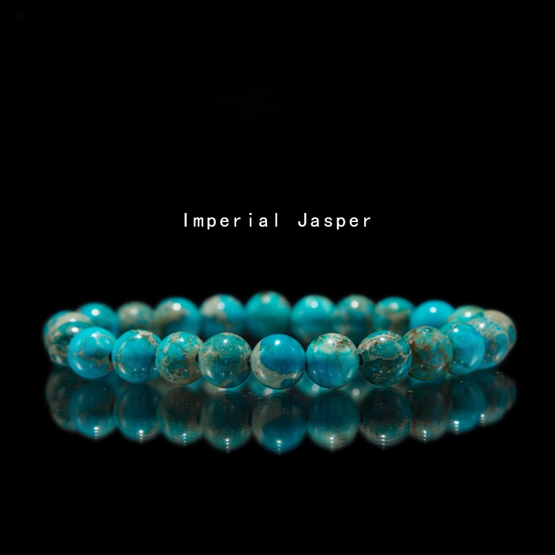 Imperial Jasper Bracelet for Women Natural Gemstone Round Stone Crystal Beads for Beaded Elastic Bracelet