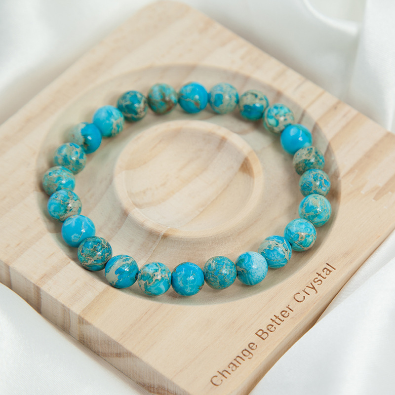 Imperial Jasper Bracelet for Women Natural Gemstone Round Stone Crystal Beads for Beaded Elastic Bracelet