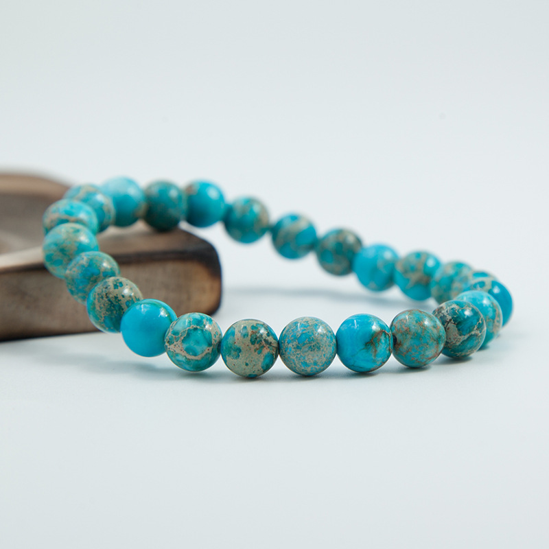 Imperial Jasper Bracelet for Women Natural Gemstone Round Stone Crystal Beads for Beaded Elastic Bracelet