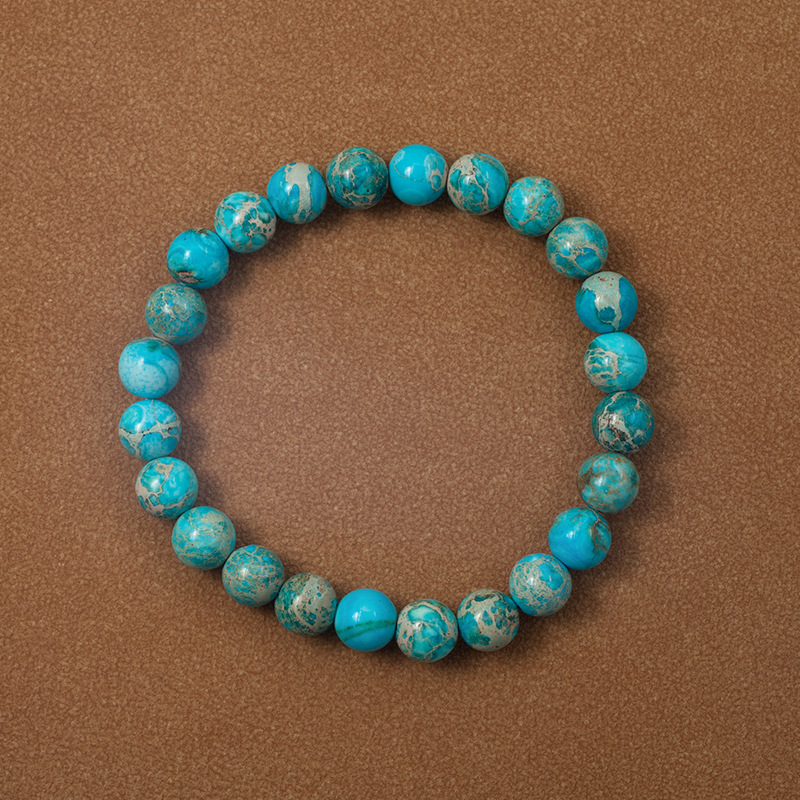 Imperial Jasper Bracelet for Women Natural Gemstone Round Stone Crystal Beads for Beaded Elastic Bracelet