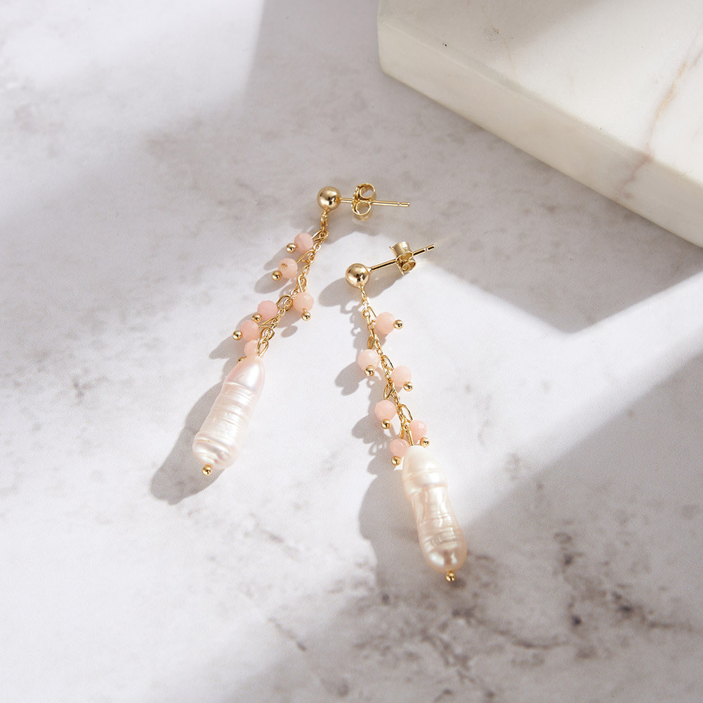 S925 Sterling Silver Drop Earrings Jewelry with Freshwater Pearl Fashion Design for Women