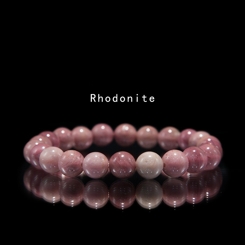 Pink rhodonite Stretch Bracelet for Women Natural Gemstone Round Stone Crystal Beads for Beaded Elastic Bracelet