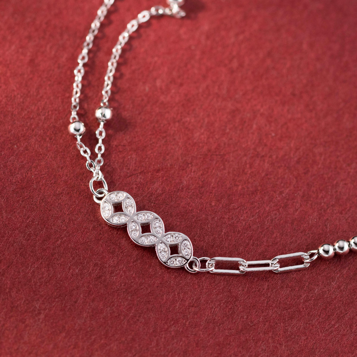 Fashion S925 Sterling Silver Bracelet with Cubic Zirconia Simple Style for Women