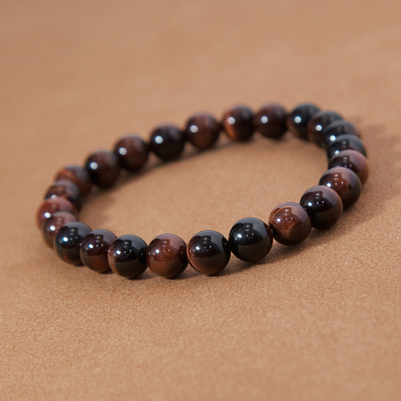 Red Tiger Eye Bracelet for Women Natural Gemstone Round Stone Crystal Beads for Beaded Elastic Bracelet