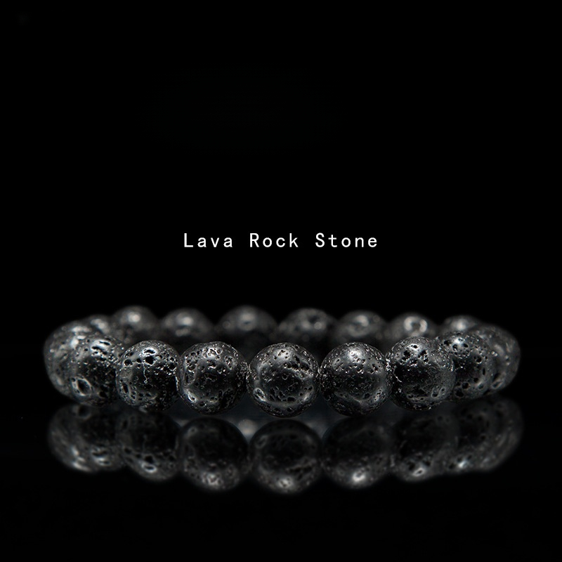 Lava rock stone Bracelet for Women Natural Gemstone Round Stone Crystal Beads for Beaded Elastic Bracelet