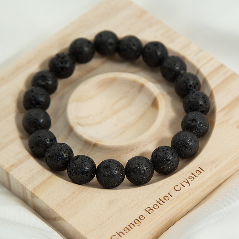 Lava rock stone Bracelet for Women Natural Gemstone Round Stone Crystal Beads for Beaded Elastic Bracelet