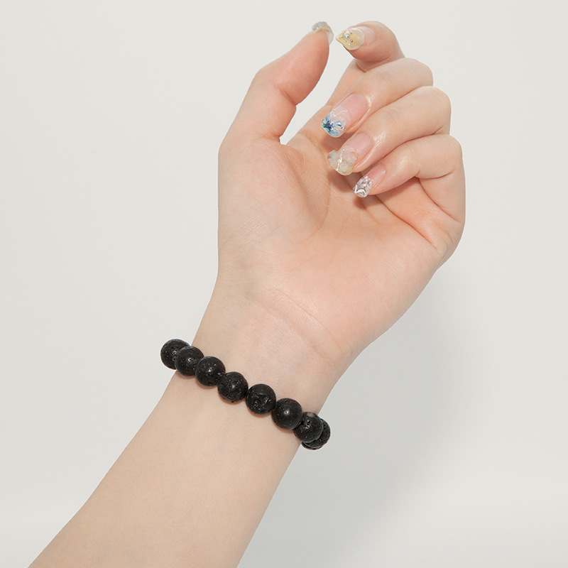 Lava rock stone Bracelet for Women Natural Gemstone Round Stone Crystal Beads for Beaded Elastic Bracelet