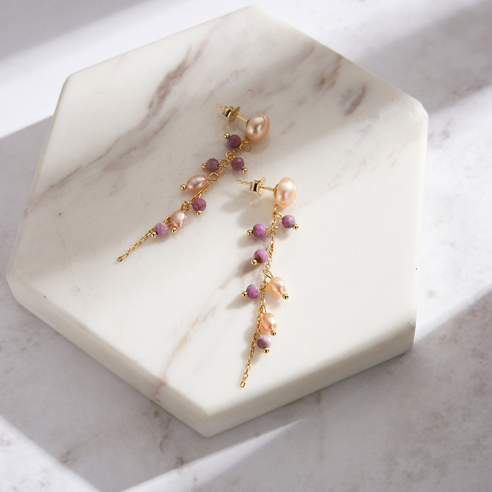 S925 Sterling Silver Drop Earrings Jewelry with Freshwater Pearl Fashion Design for Women