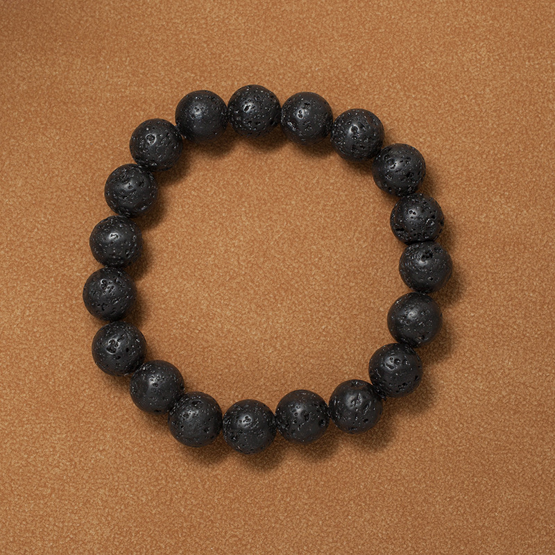 Lava rock stone Bracelet for Women Natural Gemstone Round Stone Crystal Beads for Beaded Elastic Bracelet