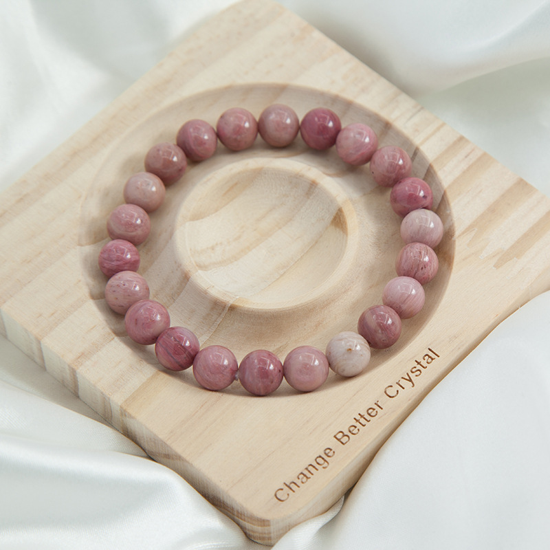 Pink rhodonite Stretch Bracelet for Women Natural Gemstone Round Stone Crystal Beads for Beaded Elastic Bracelet