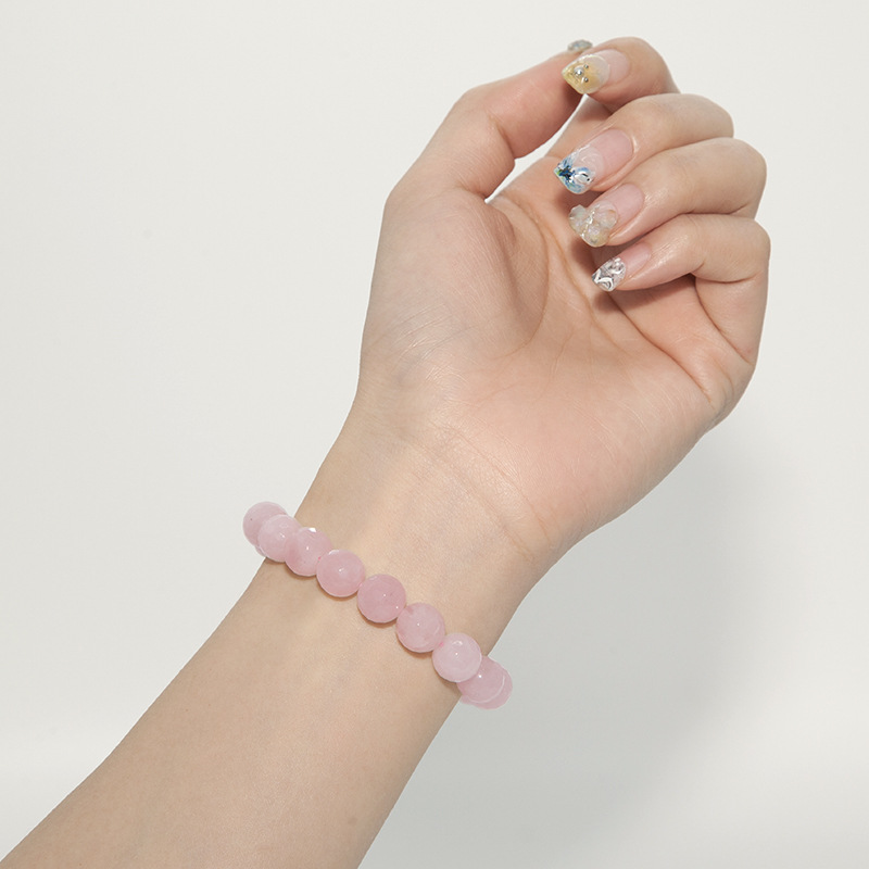 Rose Quartz Bracelet for Women Natural Gemstone Round Stone Crystal Beads for Beaded Elastic Bracelet