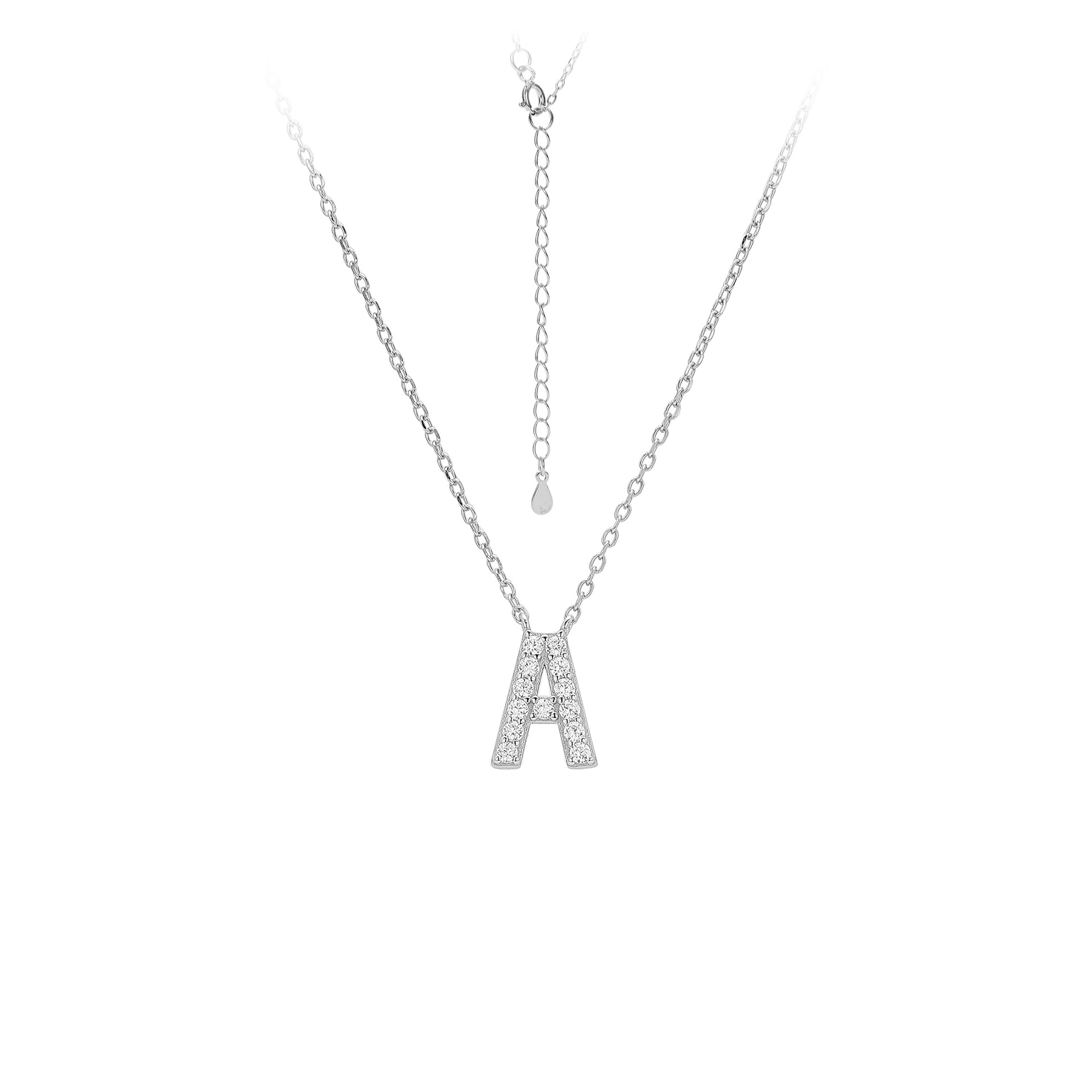 Dainty Initial Necklace S925 Sterling Silver Letter Pendant Necklace with Cubic Zirconia for Women