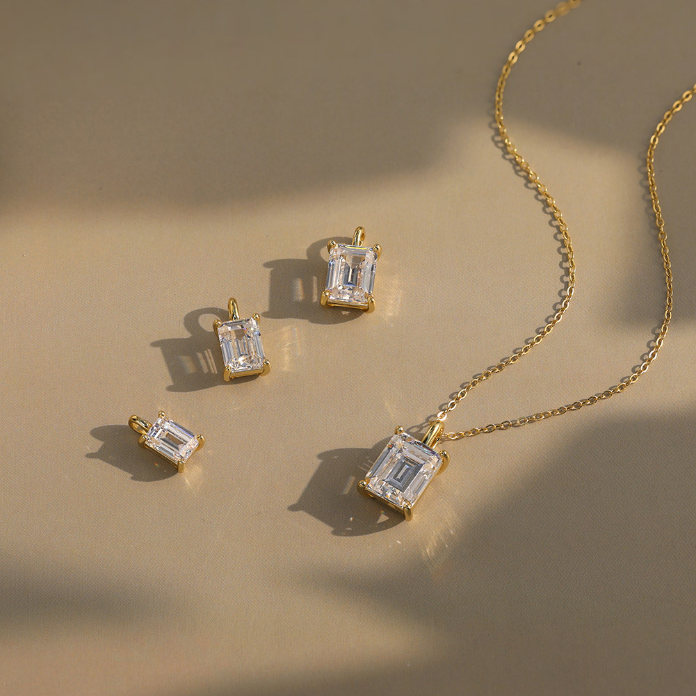 S925 Sterling Silver Pendant Necklace Luxury Niche Style Simple Square Zircon Pendant