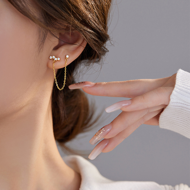 S925 Sterling Silver Dangle Earrings Chain Earrings Simple Design for Women