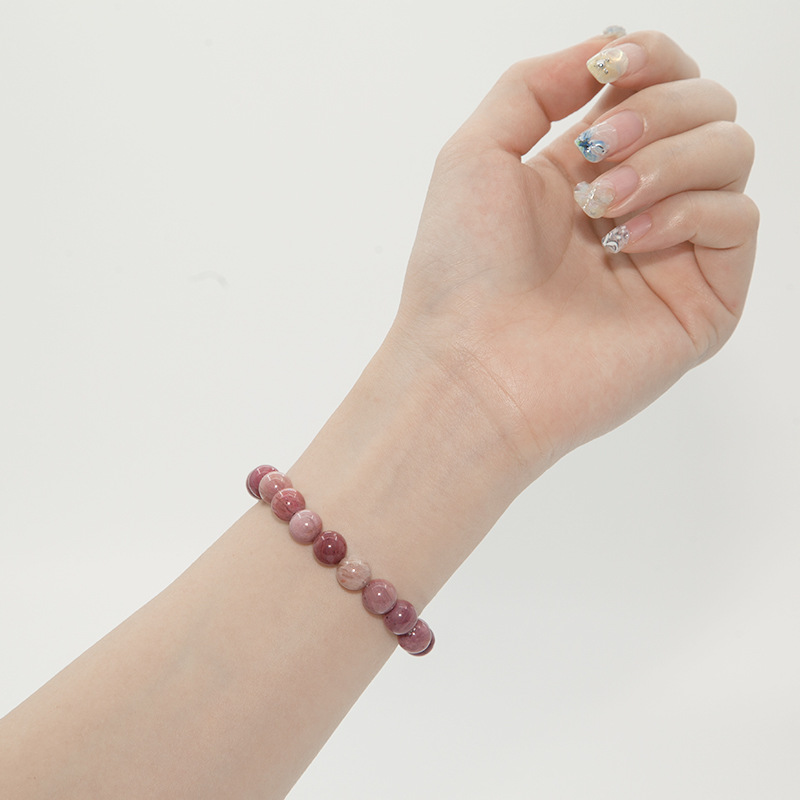 Pink rhodonite Stretch Bracelet for Women Natural Gemstone Round Stone Crystal Beads for Beaded Elastic Bracelet