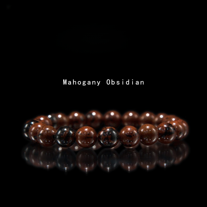 Mahogany Obsidian Bracelet for Women Natural Gemstone Round Stone Crystal Beads for Beaded Elastic Bracelet