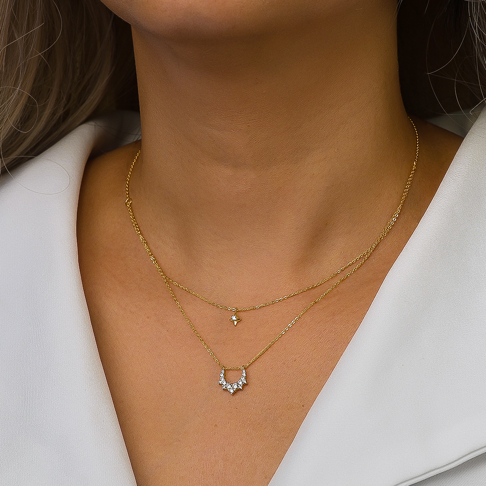 S925 Sterling Silver Pendant Necklace with Cubic Zirconia 