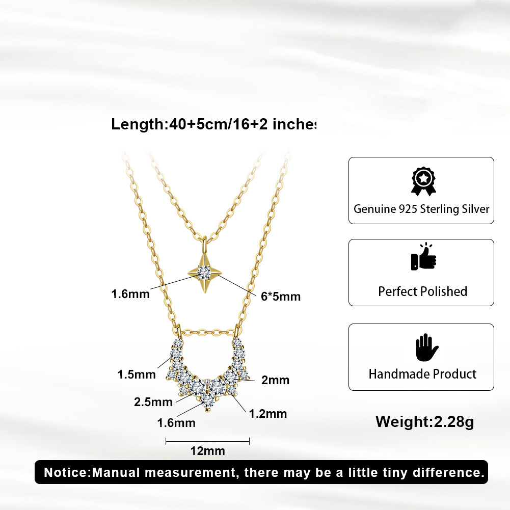 S925 Sterling Silver Pendant Necklace with Cubic Zirconia 