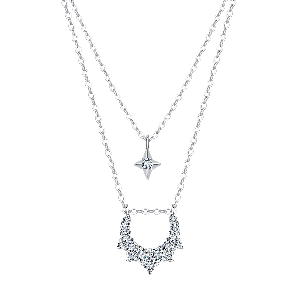S925 Sterling Silver Pendant Necklace with Cubic Zirconia 