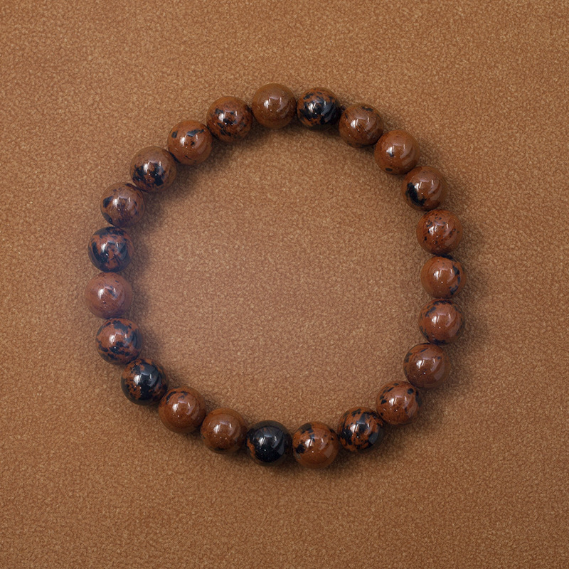 Mahogany Obsidian Bracelet for Women Natural Gemstone Round Stone Crystal Beads for Beaded Elastic Bracelet