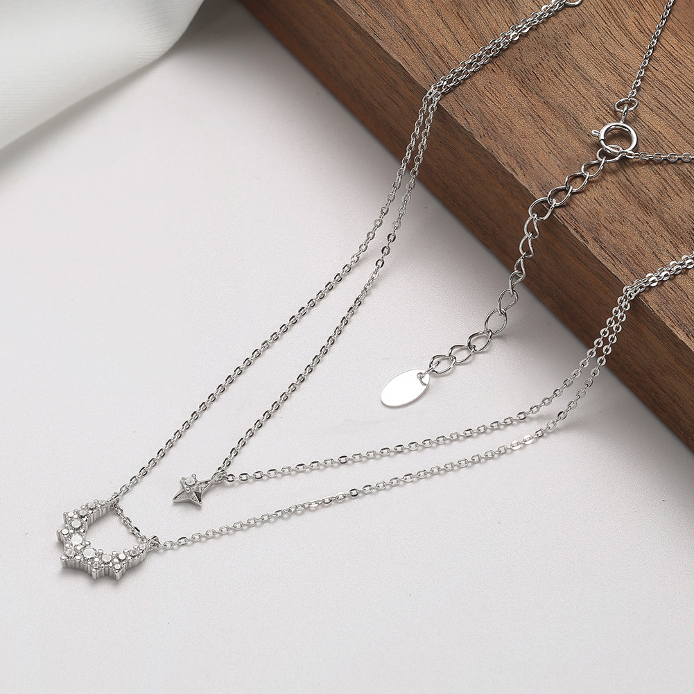 S925 Sterling Silver Pendant Necklace with Cubic Zirconia 