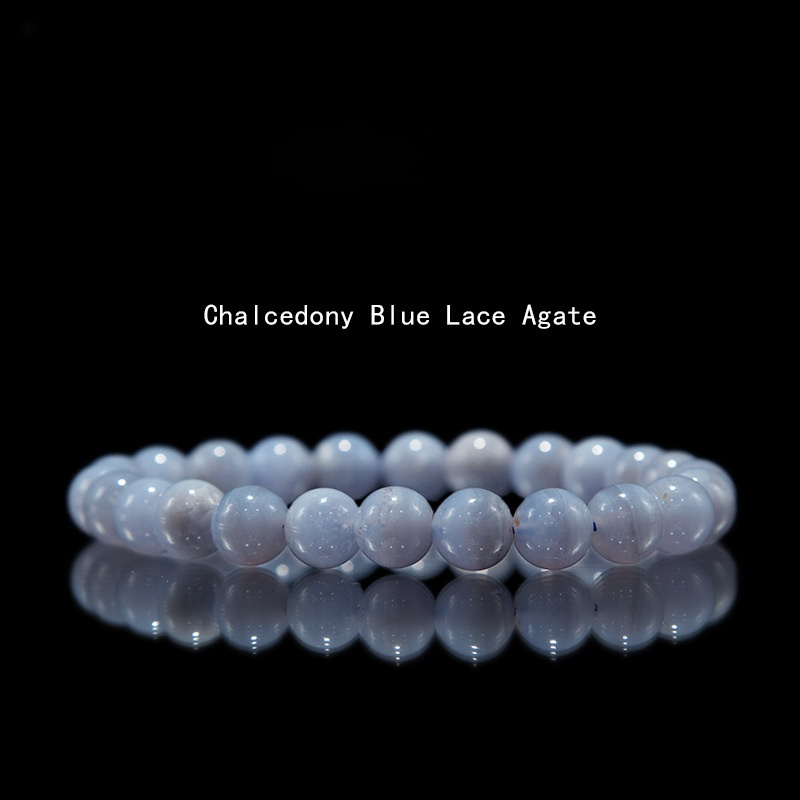 Chalcedony Blue Lace Agate for Women Natural Gemstone Round Stone Crystal Beads for Beaded Elastic Bracelet