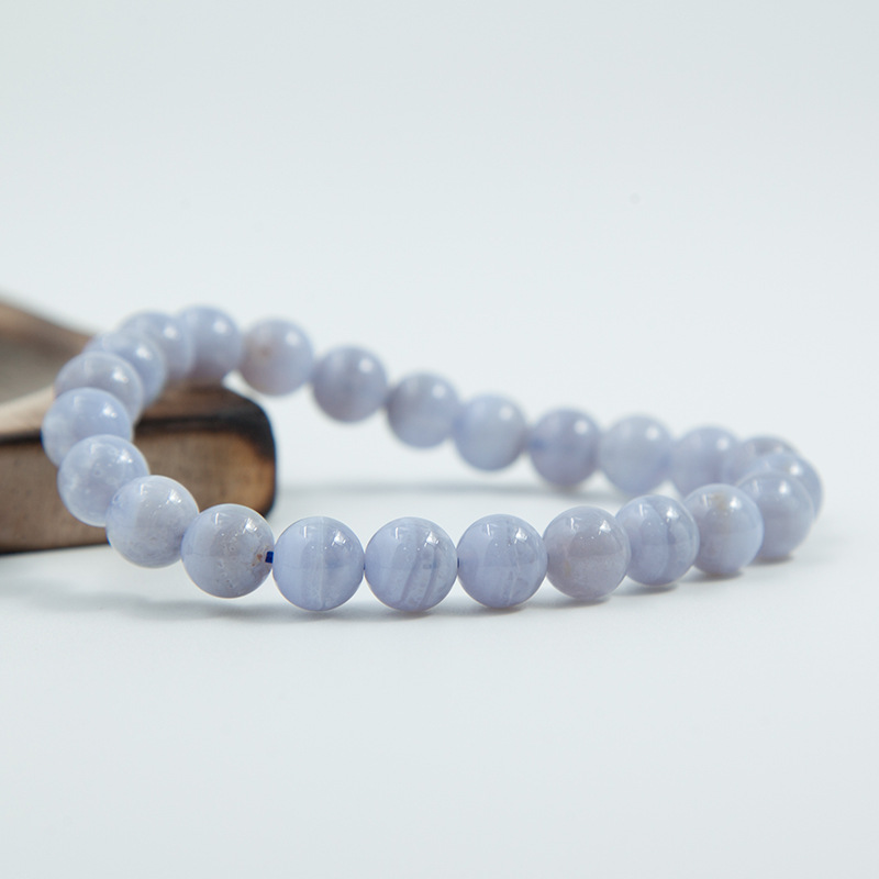 Chalcedony Blue Lace Agate for Women Natural Gemstone Round Stone Crystal Beads for Beaded Elastic Bracelet